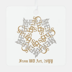 Personalized Elegant Vintage Christmas Gold Silver Metal Ornament
