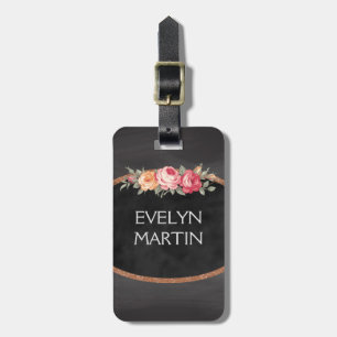 Personalized Elegant Vintage Roses Chalkboard Luggage Tag