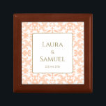 Personalized Elegant Vintage Style Jewellery Box<br><div class="desc">Whether for a wedding gift for newlyweds, an anniversary gift, or for any other special occasions, this Elegant Vintage Style Jewellery Box is sure to be treasured for years to come. Featuring a beautiful, feminine pattern in soft pastel peach and white, exclusive to our store, it adds a touch of...</div>