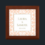 Personalized Elegant Vintage Style Jewellery Box<br><div class="desc">Whether for a wedding gift for newlyweds, an anniversary gift, or for any other special occasions, this Elegant Vintage Style Jewellery Box is sure to be treasured for years to come. Featuring a beautiful, feminine pattern in soft pastel peach and white, exclusive to our store, it adds a touch of...</div>