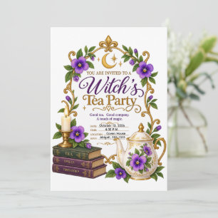 Personalized Elegant Violet Witch’s Tea Party Invitation