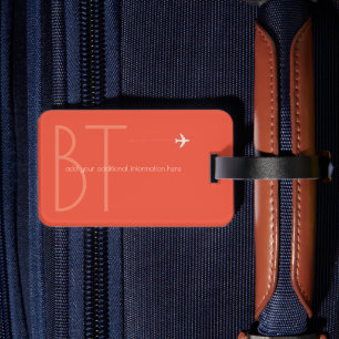 Personalized elegant warm orange-red luggage tag