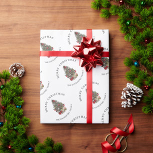 Personalized Elegant Watercolor Christmas Tree Wrapping Paper