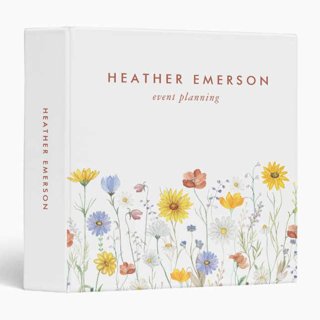 Personalized Elegant Watercolor Floral  Binder (Front/Spine)