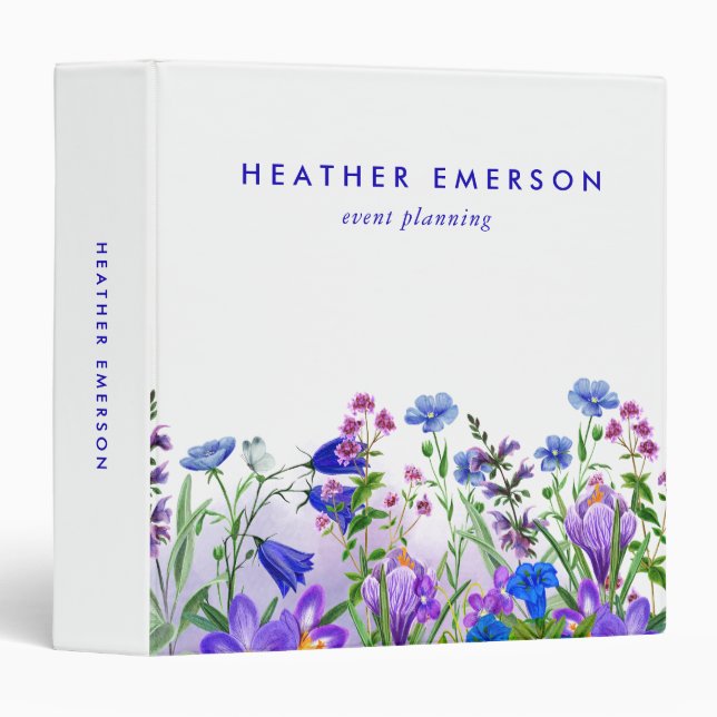 Personalized Elegant Watercolor Floral  Binder (Front/Spine)