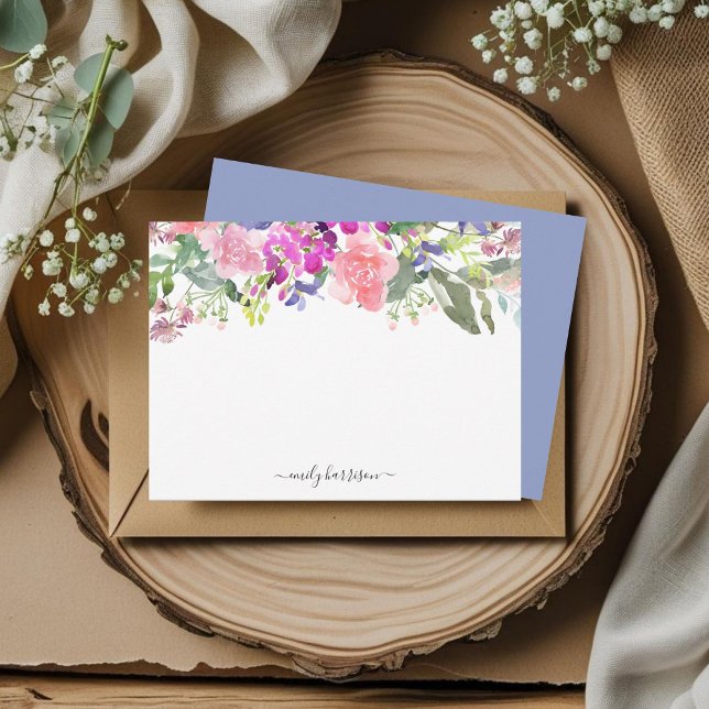 Personalized Elegant Watercolor Floral Note Card (Creator Uploaded)