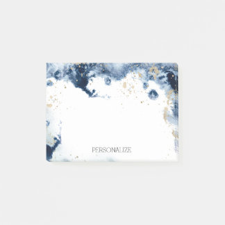 Personalized Elegant Watercolor Gold Navy Blue Post-it Notes