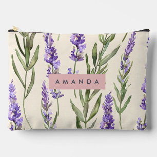 Personalized Elegant Watercolor Lavender  Accessory Pouch