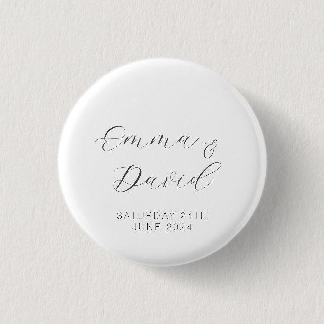 Personalized Elegant Wedding 1 Inch Round Button (Front)