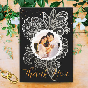 Personalized Elegant Wedding Anniversary Photo Thank You Card