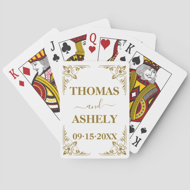 Personalized Elegant Wedding Monogram Playing Cards (Back)