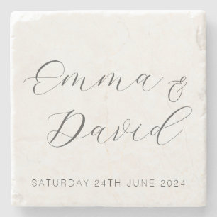 Personalized Elegant Wedding Stone Coaster