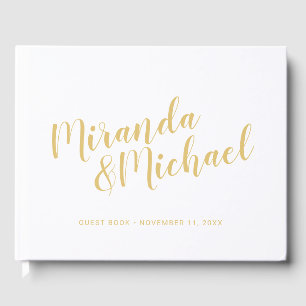 Personalized Elegant White and Gold Wedding Guest Book