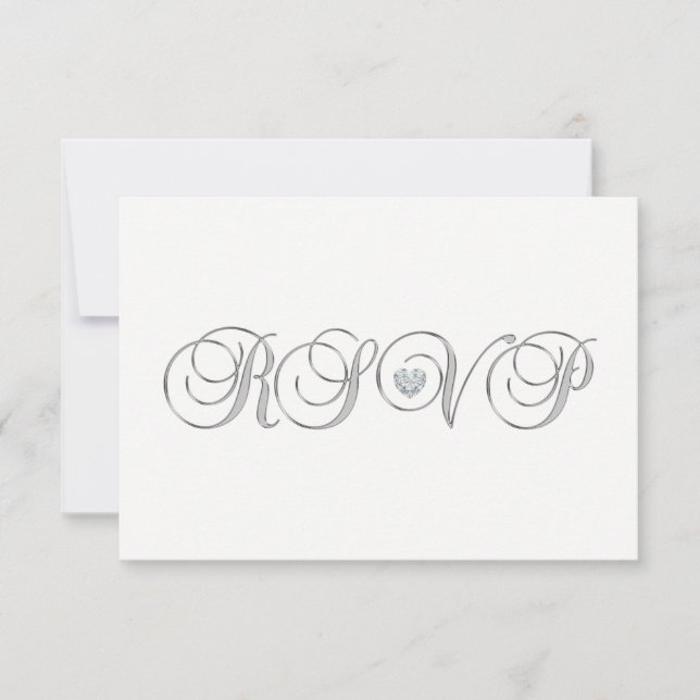 Personalized Elegant White Silver RSVP Wedding Invitation (Front)