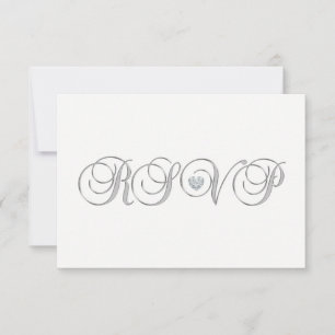 Personalized Elegant White Silver RSVP Wedding Invitation
