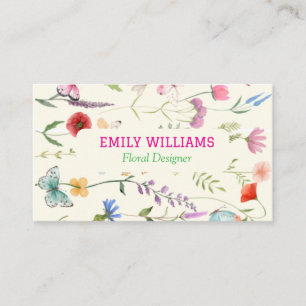 Personalized Elegant Wildflower Floral  Business Card