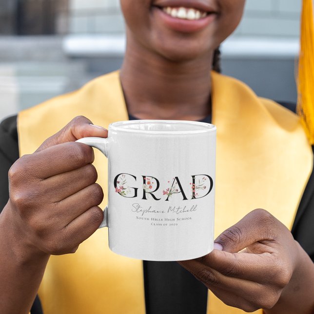 Personalized Elegant Wildflower Graduation Coffee Mug (Personalized Wildflower Grad Mug)