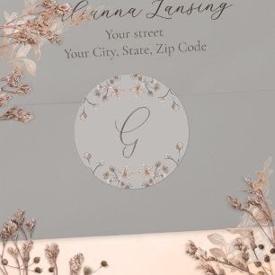 Personalized Elegant Wildflower Wedding Envelope Classic Round Sticker