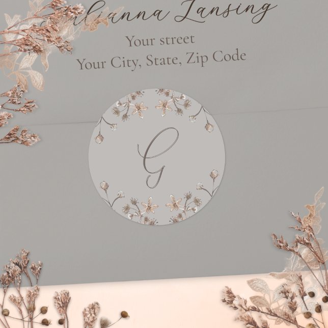 Personalized Elegant Wildflower Wedding Envelope Classic Round Sticker (Creator Uploaded)