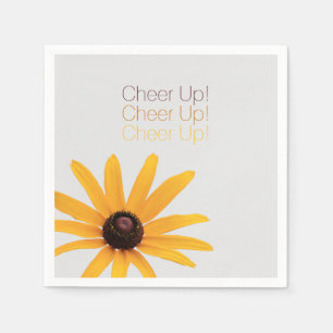 Personalized Elegant Yellow Flower Brown Cheer Up Napkin