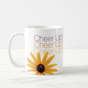 Personalized Elegant Yellow Flower Cheer Up Brown Coffee Mug