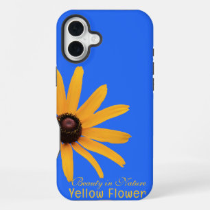 Personalized Elegant Yellow Flower on Royal Blue iPhone 16 Plus Case