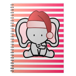Personalized Elephant 1st Christmas Baby Girl Pink Notebook