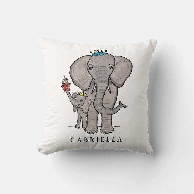 Personalized Elephant and Baby Cushion (Front)