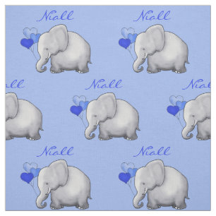 Personalized Elephant Baby Boy Nursery Fabric