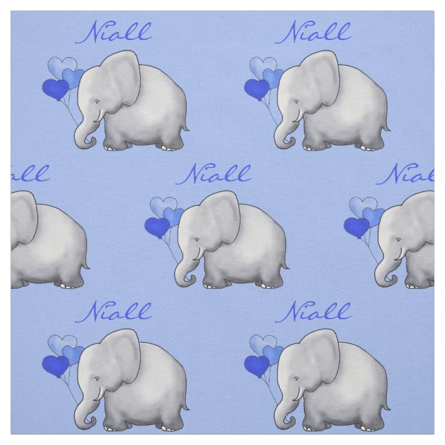 Personalized Elephant Baby Boy Nursery Fabric (Swatch)
