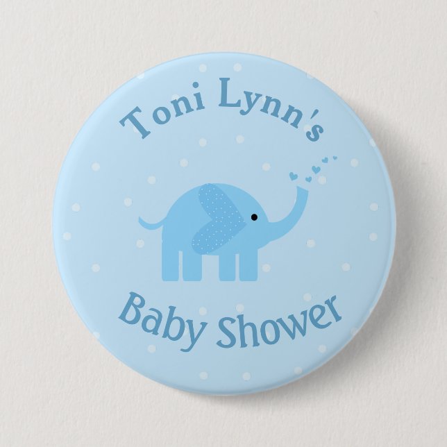 Personalized Elephant Baby Shower Button (Front)