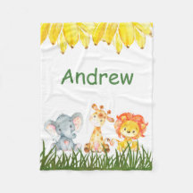Personalized Elephant  Children's Fleece Blanket