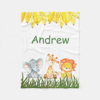 Personalized Elephant  Children's Fleece Blanket