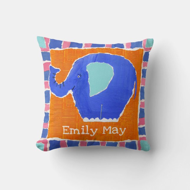 Personalized Elephant Cushion Pillow (Front)