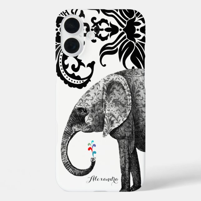 Personalized Elephant Damask  Case-Mate iPhone Case (Back)