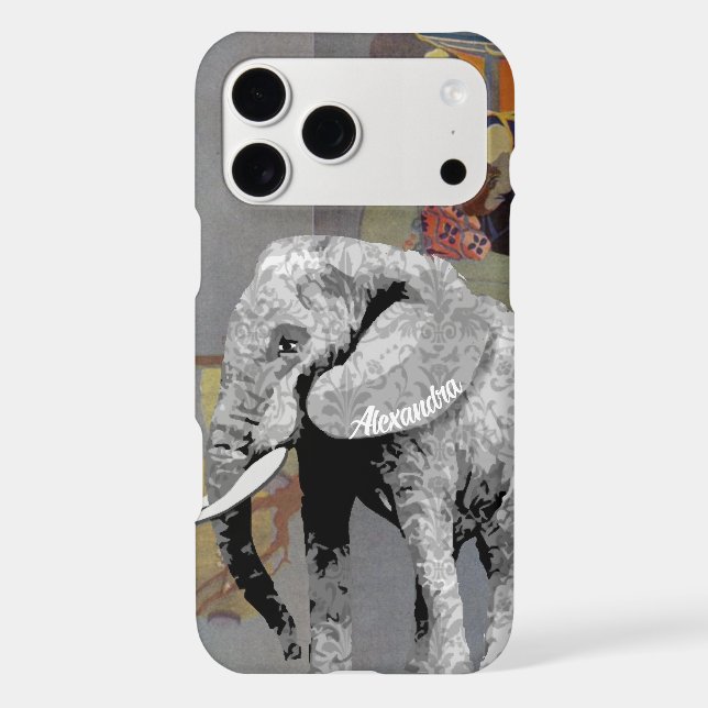 Personalized Elephant Damask iPhone 7 case (Back)