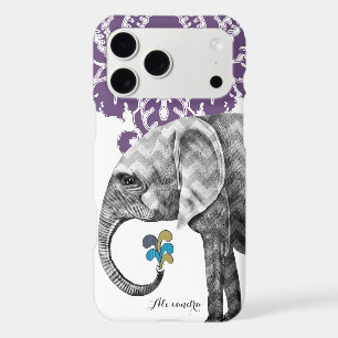 Personalized Elephant Damask iPhone 7 case