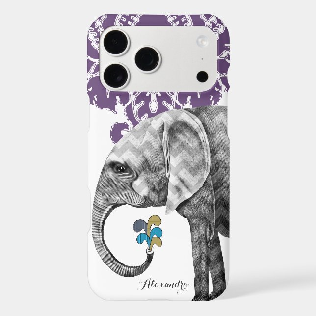 Personalized Elephant Damask iPhone 7 case (Back)