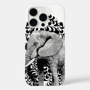 Personalized Elephant Floral iPhone 16 Pro Case