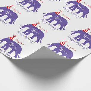 Personalized elephant Happy 1st Birthday Wrapping Paper