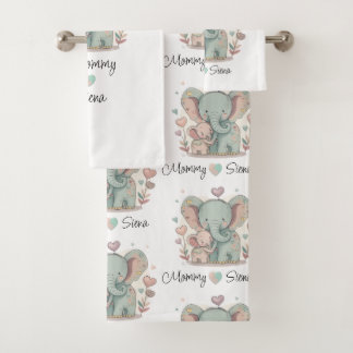 Personalized Elephant Love Towel Set