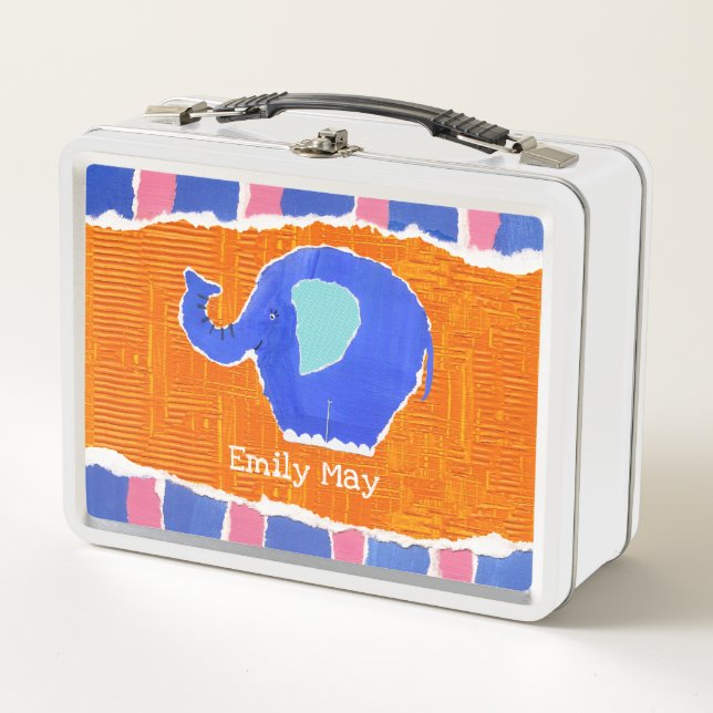 Personalized Elephant Metal Lunch Box (Front)
