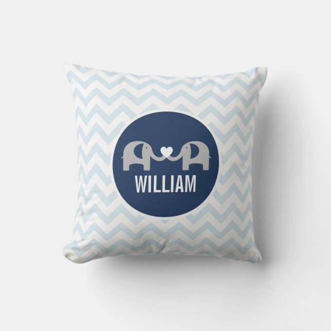 Personalized Elephant Pillow Blue (Front)