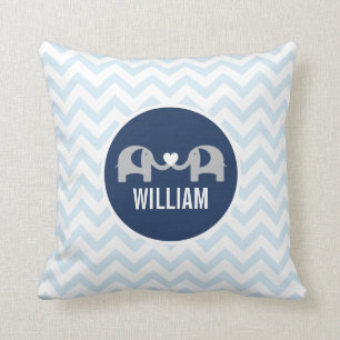 Personalized Elephant Pillow Blue