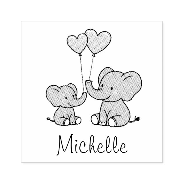 Personalized Elephant Silhouette Rubber Stamp (Imprint)