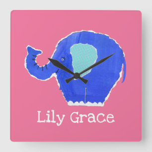 Personalized Elephant Square Wall Clock