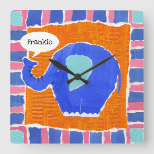 Personalized Elephant Square Wall Clock