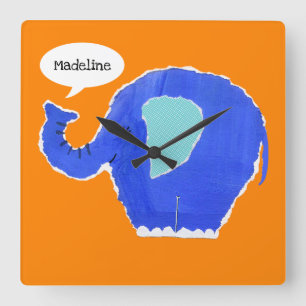 Personalized Elephant Square Wall Clock