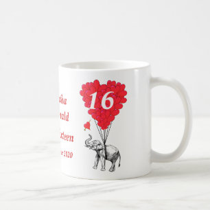 Personalized elephant Sweet Sixteen Coffee Mug