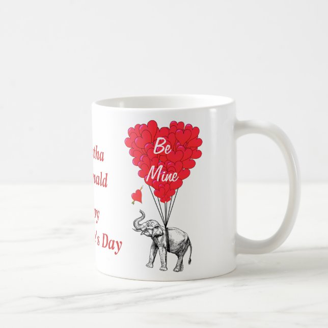 Personalized  elephant Valentines day Coffee Mug (Right)